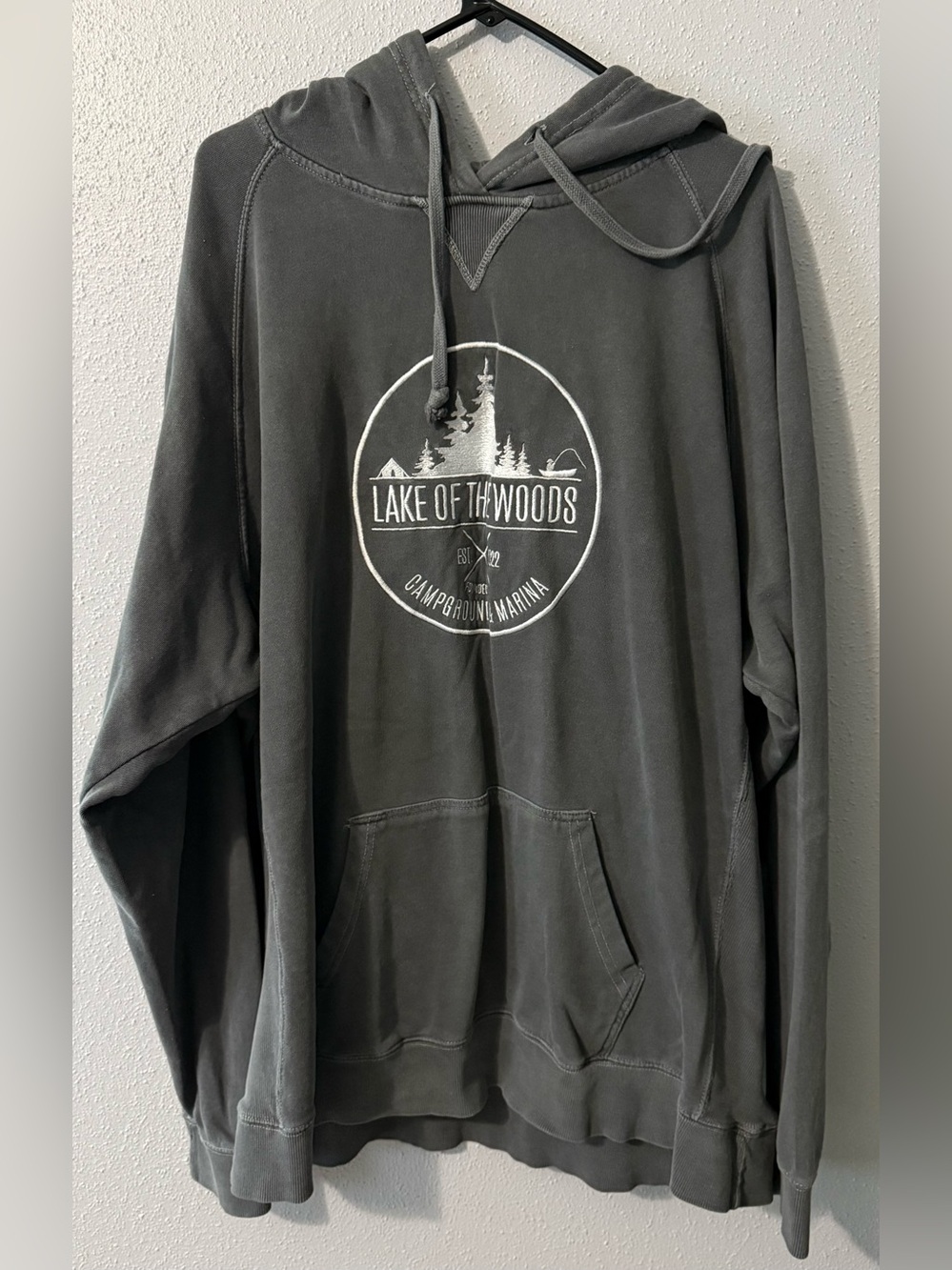 Lake of the Woods Charcoal Hooded Pullover Sweatshirt